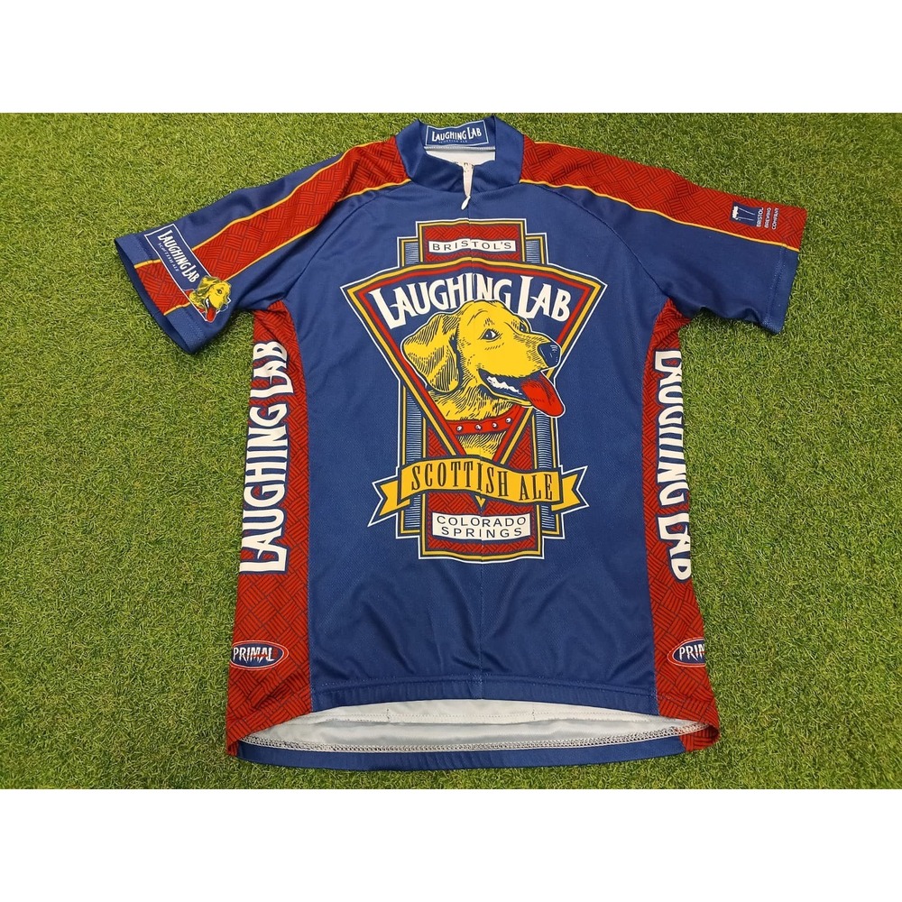 Primal Wear Bristol Laughing Lab Scottish Ale Cycling Jersey Mens‎ Medium Blue